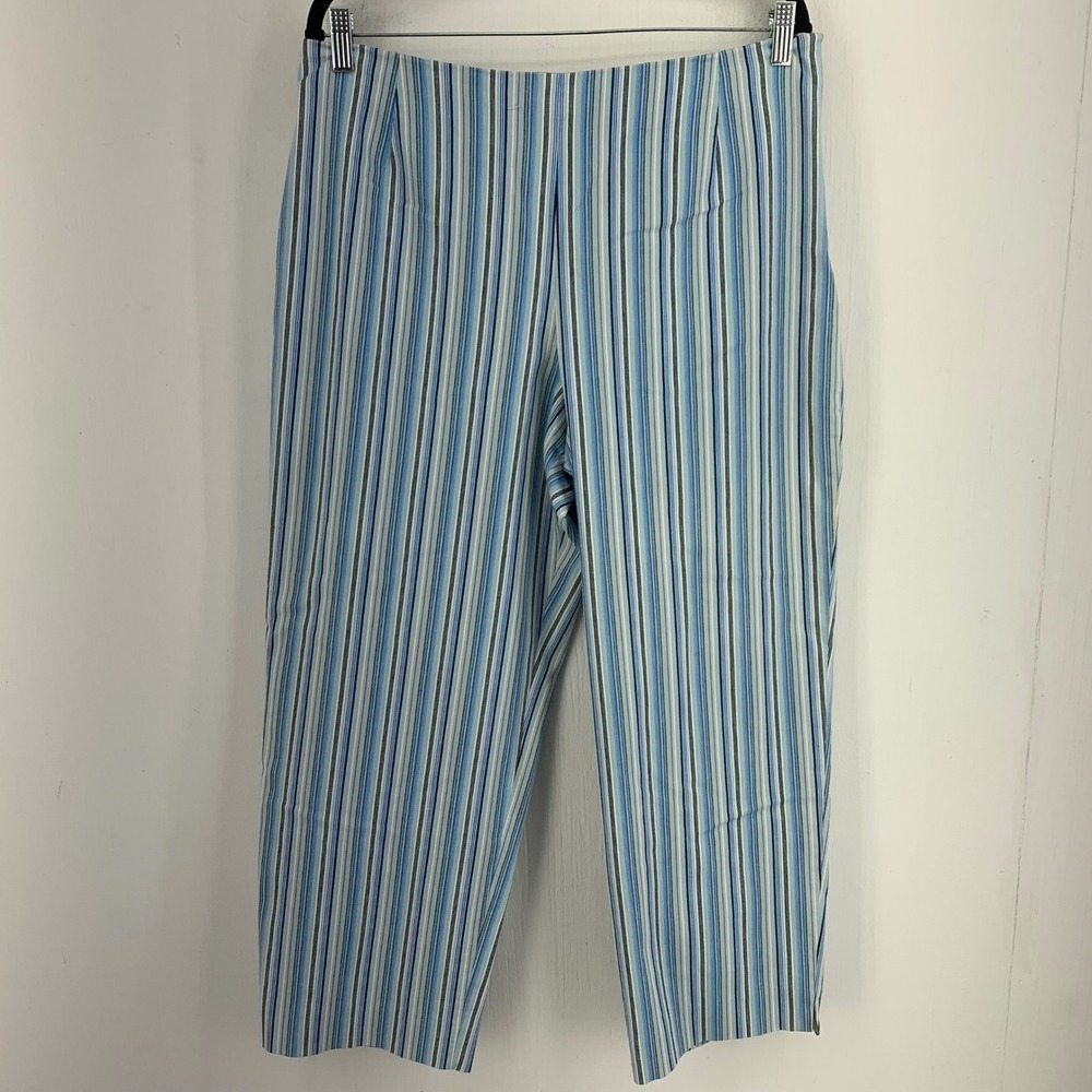 Vtg 90s Parisian Signature Womens 16 Striped Cropped Pants High Rise Coastal
